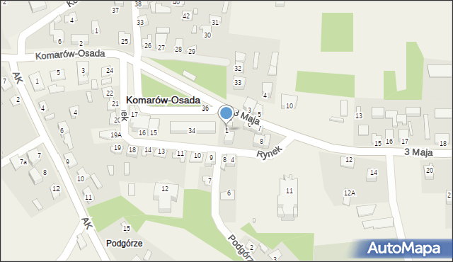 Komarów-Osada, Rynek, 1, mapa Komarów-Osada
