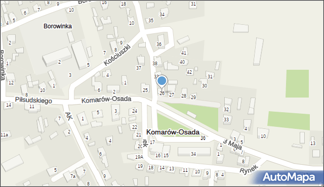 Komarów-Osada, Rynek, 26, mapa Komarów-Osada