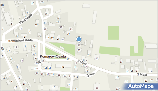 Komarów-Osada, Rynek, 32, mapa Komarów-Osada