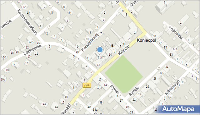 Koniecpol, Rynek, 11a, mapa Koniecpol