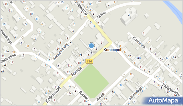 Koniecpol, Rynek, 6, mapa Koniecpol