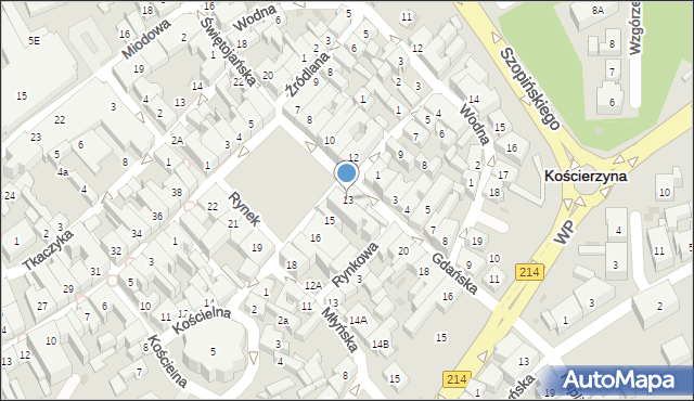 Kościerzyna, Rynek, 13, mapa Kościerzyna