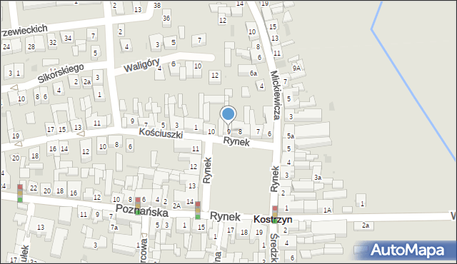 Kostrzyn, Rynek, 9, mapa Kostrzyn