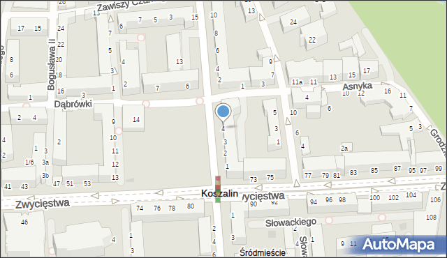 Koszalin, Rynek Staromiejski, 4, mapa Koszalina