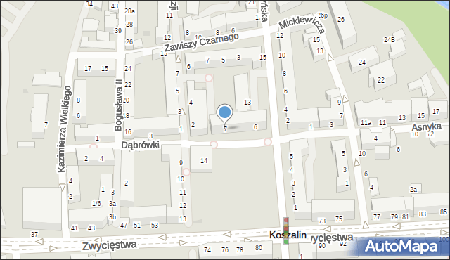 Koszalin, Rynek Staromiejski, 7, mapa Koszalina