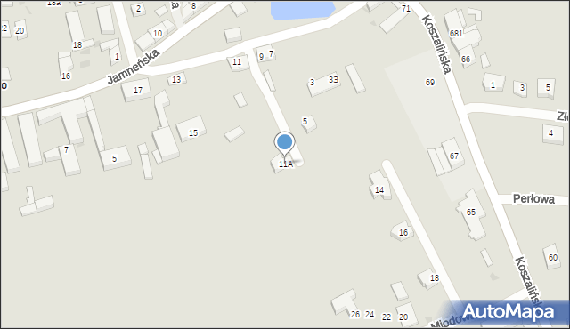 Koszalin, Rycerska, 11A, mapa Koszalina