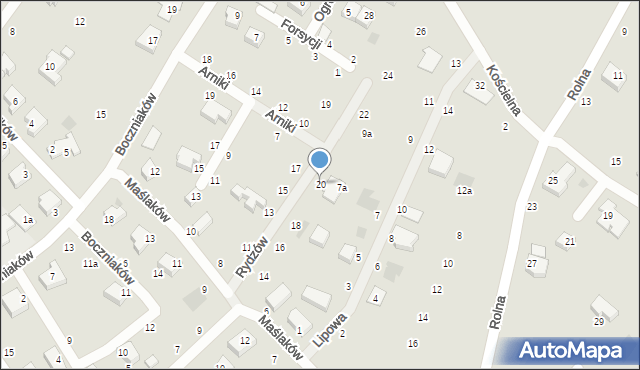 Koszalin, Rydzów, 20, mapa Koszalina