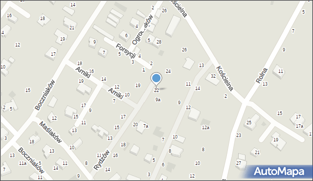 Koszalin, Rydzów, 22, mapa Koszalina