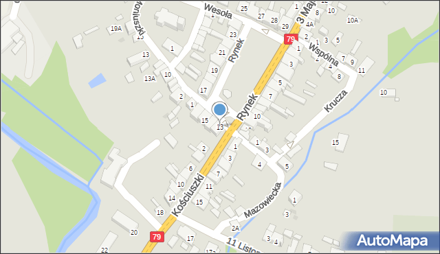 Koszyce, Rynek, 13, mapa Koszyce