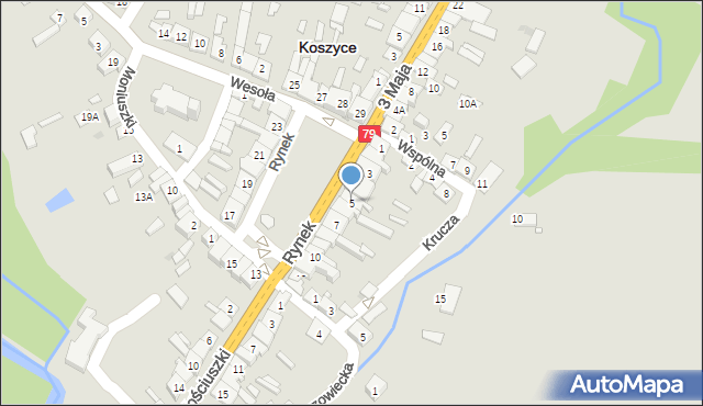 Koszyce, Rynek, 5, mapa Koszyce