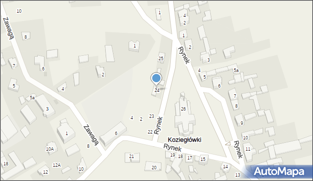 Koziegłówki, Rynek, 24, mapa Koziegłówki