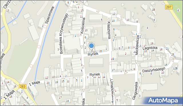 Kożuchów, Rynek, 22, mapa Kożuchów
