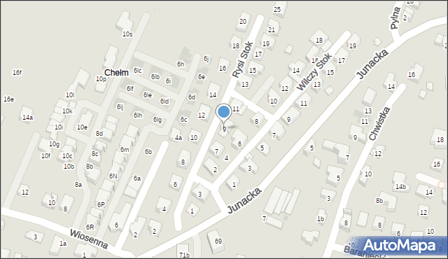 Kraków, Rysi Stok, 9, mapa Krakowa