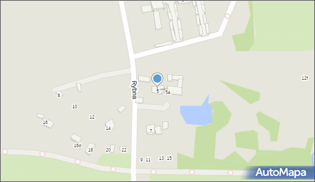 Kraków, Rybna, 5, mapa Krakowa