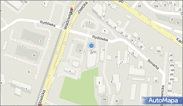 Kraków, Rydlówka, 10, mapa Krakowa