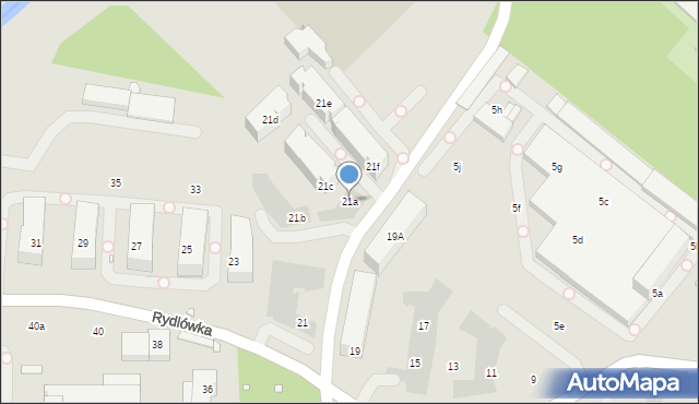 Kraków, Rydlówka, 21a, mapa Krakowa