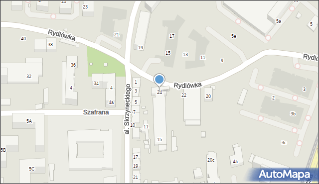 Kraków, Rydlówka, 24, mapa Krakowa