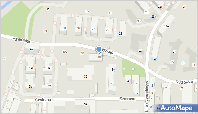 Kraków, Rydlówka, 38, mapa Krakowa