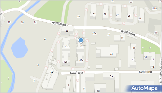 Kraków, Rydlówka, 42, mapa Krakowa