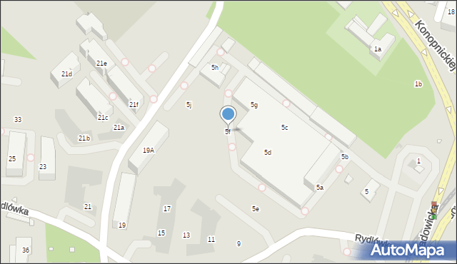 Kraków, Rydlówka, 5f, mapa Krakowa