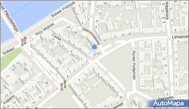 Kraków, Rynek Podgórski, 11, mapa Krakowa