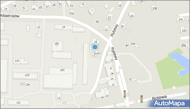 Kraków, Rybitwy, 17, mapa Krakowa