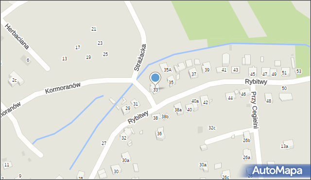 Kraków, Rybitwy, 33, mapa Krakowa