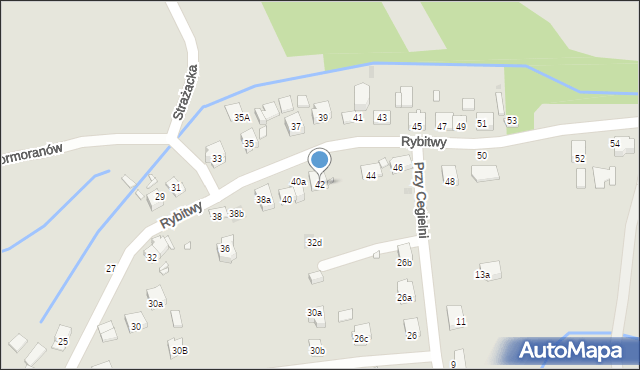 Kraków, Rybitwy, 42, mapa Krakowa