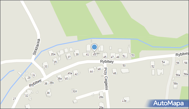 Kraków, Rybitwy, 43, mapa Krakowa