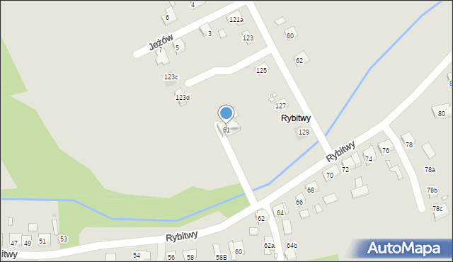 Kraków, Rybitwy, 61, mapa Krakowa