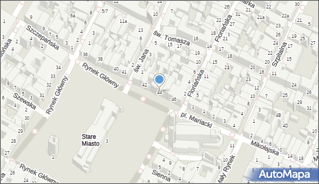 Kraków, Rynek Główny, 44, mapa Krakowa