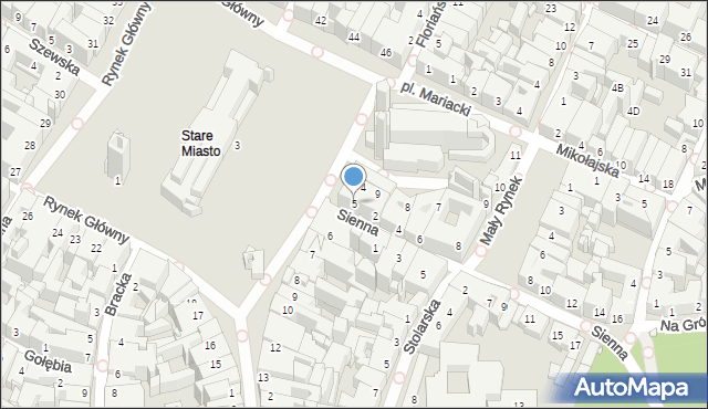 Kraków, Rynek Główny, 5, mapa Krakowa