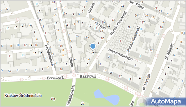 Kraków, Rynek Kleparski, 7, mapa Krakowa