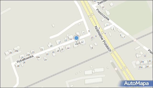 Kraków, Rybałtowska, 12a, mapa Krakowa