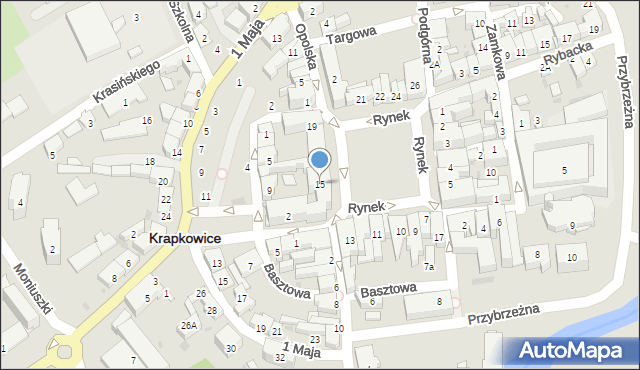 Krapkowice, Rynek, 15, mapa Krapkowice