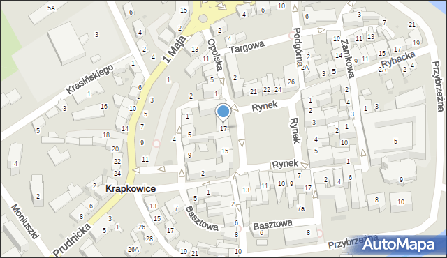 Krapkowice, Rynek, 17, mapa Krapkowice