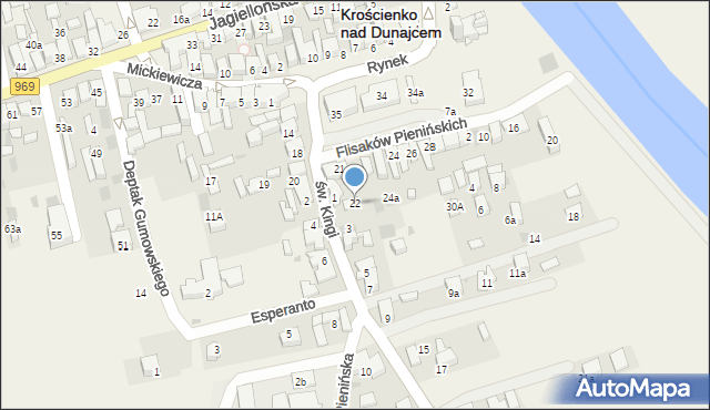 Krościenko nad Dunajcem, Rynek, 22, mapa Krościenko nad Dunajcem