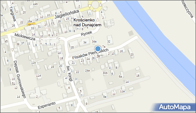 Krościenko nad Dunajcem, Rynek, 28, mapa Krościenko nad Dunajcem