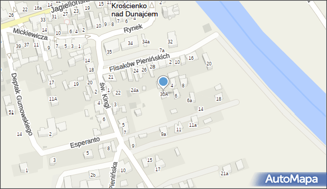 Krościenko nad Dunajcem, Rynek, 30A, mapa Krościenko nad Dunajcem