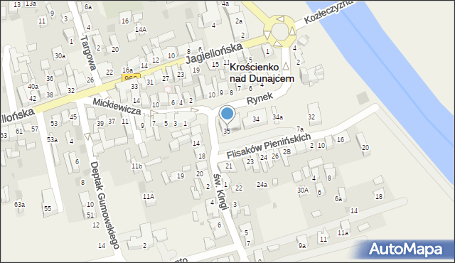 Krościenko nad Dunajcem, Rynek, 35, mapa Krościenko nad Dunajcem