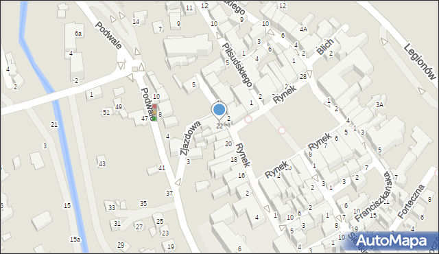 Krosno, Rynek, 22, mapa Krosna