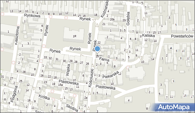 Krotoszyn, Rynek, 25, mapa Krotoszyna