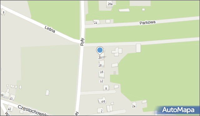 Krzepice, Ryły, 20, mapa Krzepice