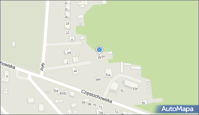 Krzepice, Ryły, 2a, mapa Krzepice