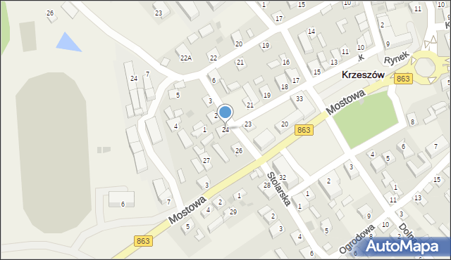 Krzeszów, Rynek, 24, mapa Krzeszów