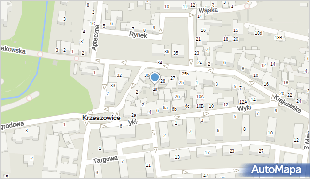 Krzeszowice, Rynek, 29, mapa Krzeszowice
