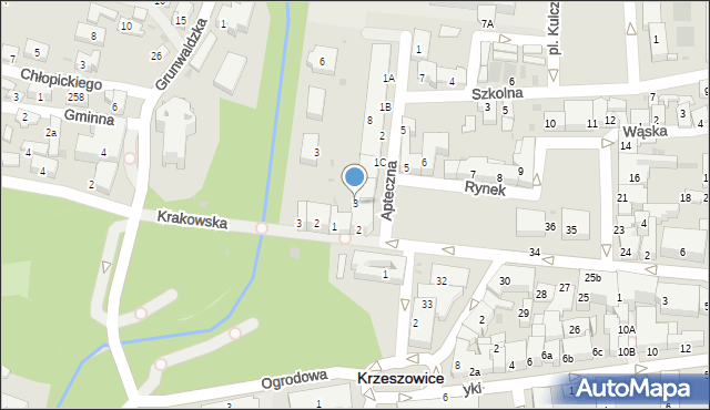 Krzeszowice, Rynek, 3, mapa Krzeszowice