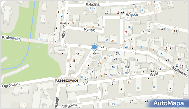 Krzeszowice, Rynek, 30, mapa Krzeszowice