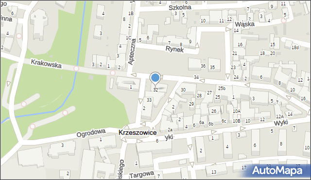 Krzeszowice, Rynek, 32, mapa Krzeszowice