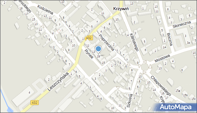 Krzywiń, Rynek, 14, mapa Krzywiń